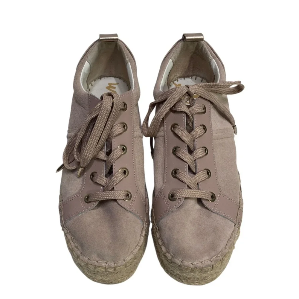 Sam Edelman Suede Pink Leather Carleigh Womens Platform Shoes 8 M Flats Academia